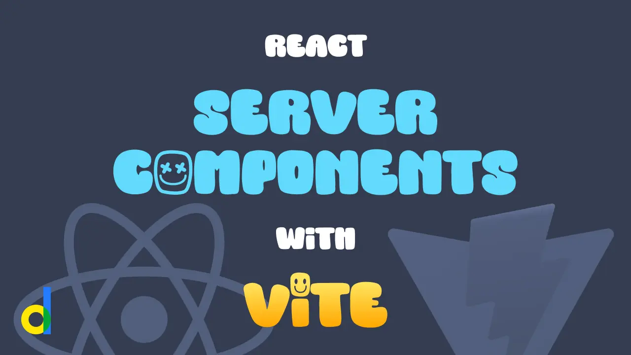 An image with the text, React server components with Vite